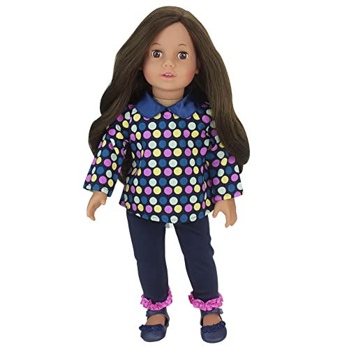 Sophias-18-inch-Doll-Catherine-with-Light-Medium-Skin-Tone-Brunette-Hair-Brown-Eyes-Long-Sleeved-Polka-Dot-Shirt-Jeans-Doll-Shoes-Soft-Bodied-Vinyl-18-Doll-Modern-Girl-Collection Sophias 18 inch Doll Catherine with Light Medium Skin Tone Brunette Hair Brown Eyes Long Sleeved Polka Dot Shirt Jeans Doll Shoes Soft Bodied Vinyl 18 Doll Modern Girl Collection