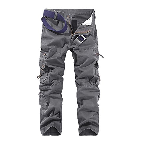 AYG Pantalon Cargo Hombre Mens Cargo Pants Trousers Militar Laboral 29-40, Gris, W36/L33(ES 46)36'cintura/33'inseam