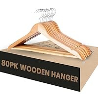 Aspect Wooden Hangers Smooth Finish Solid Wood Coat Hanger with Non Slip Pants Bar, 360° Swivel Hook and Precisely Cut Notches for Camisole, Jacket, Pant, Dress Clothes Hangers