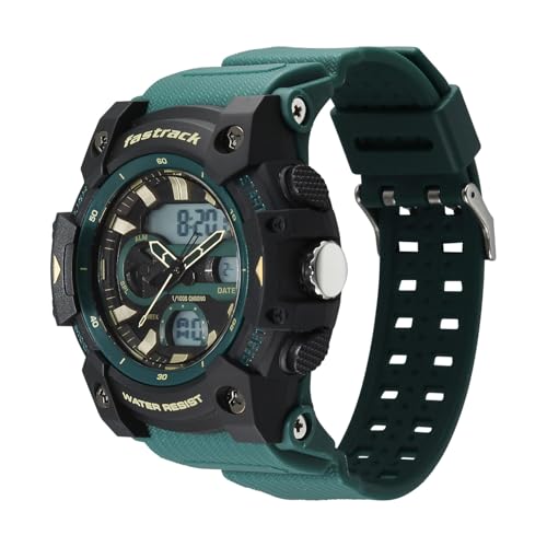 Image of Fastrack StreetStyle 6.0 with Analog Digital Green Dial Green Polyether Strap Watch for Men - 38134PP03W