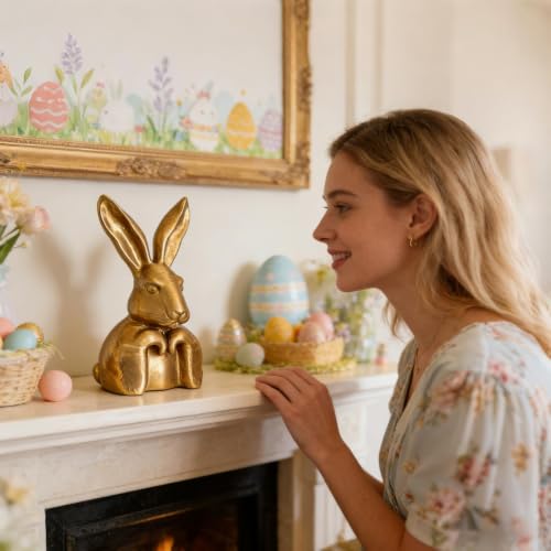 Figurine de lapin doré pour décoration de table de Pâques chic - 4