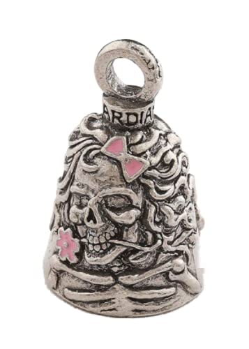 Lady Skull With Pink Enamel Guardian Bell Motorcycle Accessory #TOP26