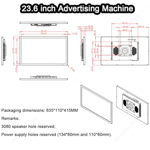 Image of Digital Advertising Display Screen,Signage Player Box Advertising Display,Media Signage Player,Viewing Angle 168,Landscape /Portrait LCD Monitor,for Restaurants,Cafes,Shops 23.6inch