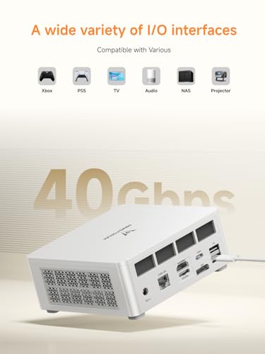 Image of MINISFORUM UM880 Plus Mini PC Barebone with AMD Ryzen 7 8845HS (8C /16T, up to 5.1GHz), Mini Computer Dual DDR5 RAM M.2 PCIe4.0 SSD Slots, OCuLink, 5xUSB Port, Triple Display with HDMI+DP+USB4, WiFi6e