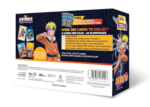Image of Topps Animax 2024 Official Naruto Collectible Card Game (Jumbo Pack + 2 Animax Multipacks Free)