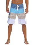 unitop Men's Board Shorts Quick Dry Colorful Striped Bathing Suits Khaki-177 42