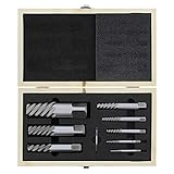 ABN Jumbo Spiral Flute Extractor - 9 Piece Easy Out Bolt Screw Extractor Set Square Shank Reverse Bit Set with Wood Case
