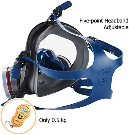 OHMOTOR Full Face Respirator Double Air Filter Cartridge Industrial Grade Respirator Mask