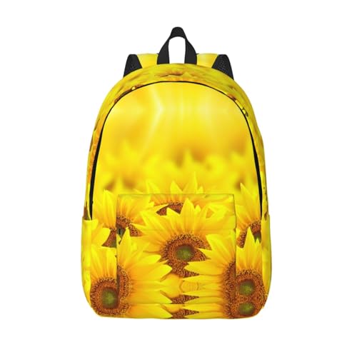 Sac à dos en toile WURTON jaune avec imprimé tournesol résistant