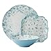 Pfaltzgraff Garden Blossom Floral 12 Piece Plate Bowl Dinnerware Set, Blue