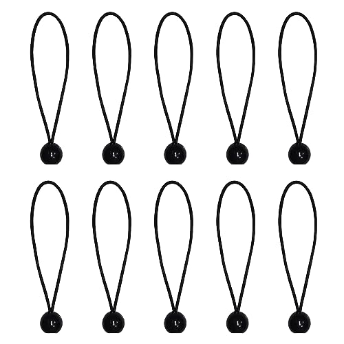 10 Pcs Small Bungee Cords, Black Bungee Cords With Balls, Adjustable Bungee Cords with Balls for Tent/Camping/Household Items/Canopies/Flags/Curtains