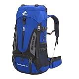 Mochila Cargueira de Trilha Trekking 60L Múltiplos Compartimentos Sistema de Ventilação Ideal para Camping Montanhismo Viagem Esportes Impermeavel (Azul)
