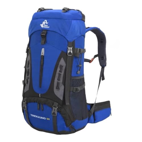 Mochila Cargueira de Trilha Trekking 60L Múltiplos Compartimentos Sistema de Ventilação Ideal para Camping Montanhismo Viagem Esportes Impermeavel (Azul)