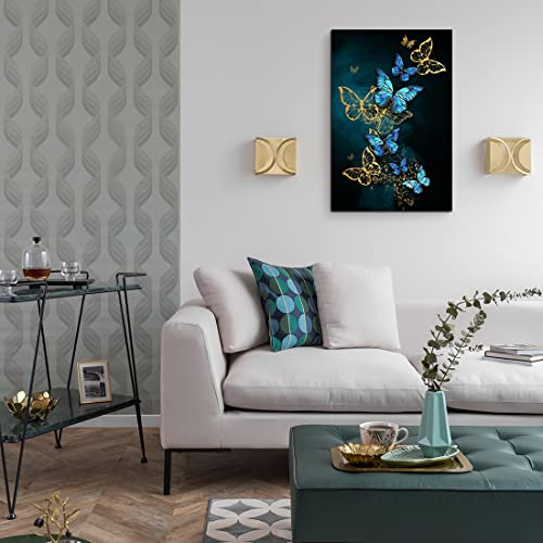 3 Panels Colorful Butterfly Canvas Wall Art Decor, Gold Dragonfly And Lotus Leaf Poster Pictures Artwork Modern Flower Pattern Print Paintings For Living Room Bedroom Bathroom Decorations 16"X 24" #TOP6