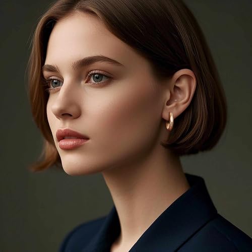ENROSE 14K Gold Hoop Earrings for Women Trendy Earrings Small Hoop Earrings Chunky Gold Hoops Earring Noble Artwork Hypoallergenic Earring for Womens3