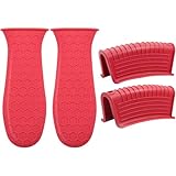 Agarraderas para Cocina, 4 Piezas Mango para Sartenes De Hierro Fundido, Fundas Antideslizantes De Silicona, Resistente Al...