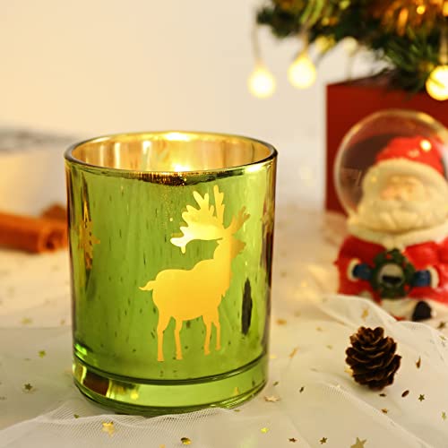 Diamond Star Christmas Votive Candle Holders Glass Tealight Candle Holder Set Of 4 For Home Decor (3.5" X 4") #TOP1