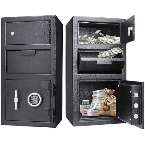 Barska Advanced Digital Keypad Compact Depository Drop Safe with Master Code + 5 Codes & Dual User Mode, Black, 0.72/0.78 Cubic Ft