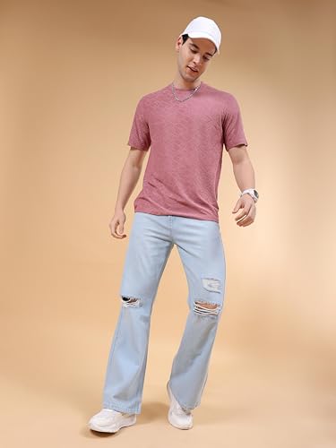 Image of The Indian Garage Co Men Bootcut Loose Fit Solid Mid-Rise Jeans