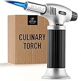 Zulay Kitchen Butane Torch Lighter - Refillable Kitchen Torch Lighters Butane With Safety Lock & Adjustable Flame - Blow Torch For Cooking, Creme Brulee, Baking, BBQ, DIY Jewelry (Fuel Not Included)