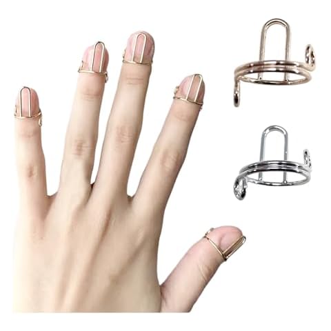 SHANPIN 20 Pcs Nail Rings, Reusable Nail Art Decoration, Adjustable Nail Rings, Removable Nail Rings, Allowing People Who Are Inconvenient To Go To a Nail Salon To Experience Nail Decoration. Cover