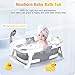 Rabb 1st Baby Badewanne Faltbare, Baby Bathtub Babywanne Faltbar Babybadewanne Tragbare Wanne für Neugeborene Kleinkinder mit Rutschfester Matte und Abflussloch (Kein Thermometer) (Grau)