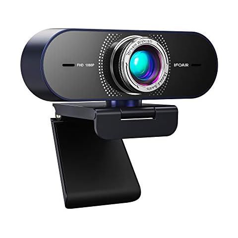 IFOAIR USB Webcam for PC, Full 1080P Webcam with Microphone, 110° Wide Angle Webcam with Light Correction Streaming Webcam for Zoom YouTube Skype Teams Twitch/Laptop Desktop/Conference/Teaching, etc Cover