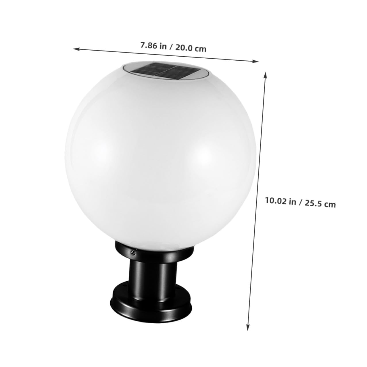 Lampada Solare Sfera Lampione Giardino, Luce da Esterno con Sensore Automatico, Base in Acciaio Inox e Paralume Acrilico per Giardino