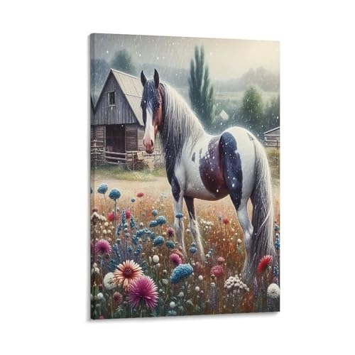 Decoration murale peintures sur toile cheval salon moderne - 3