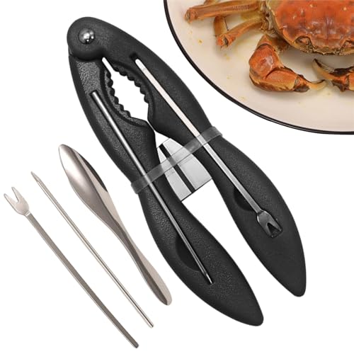 Gkumgwo Ensemble de craquelins et Pics au Homard, craquelins et Outils au Crabe,4 Outils de cueillette de Pinces de Crabe en Acier Inoxydable | Outils de Fruits de mer antidérapants, Casse-Noix pour