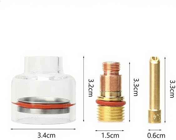 Tig溶接ガラスノズル大型キット ガスレンズ・コレット&セラミックカップ付 Wp-17/18/26トーチ用 2.4サイズ プレミアムocim Tig溶接機アクセサリー交換セット