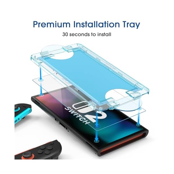 amFilm OneTouch Protector de Pantalla de Vidrio Templado para Nintendo Switch 2 Modelo 2025 - Con Kit de Alineación Automática, Sin Burbujas [2 Piezas] - Image 4
