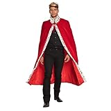Boland 36101- Mantello re deluxe, tunica lunga 140 cm, rosso-bianco-nero, festa a tema, costume, teatro