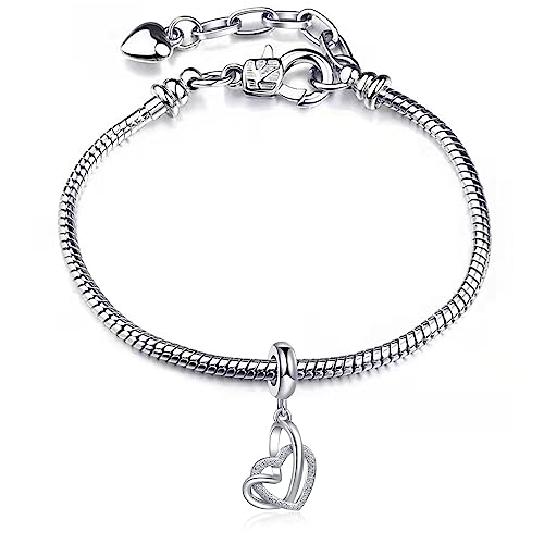 Abalorio de corazón entrelazado de plata elegante compatible con pulseras Pandora Charms 4