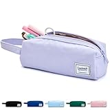 SPACEMATE Pencil Case Pouch Box Bag School Supplies Girls Boys Kids, Cute Preppy Stuff Large Big Capacity Aesthetic Canvas Pen Organizer, Back to College Stationary, Purple, Simple Style, 1200ml