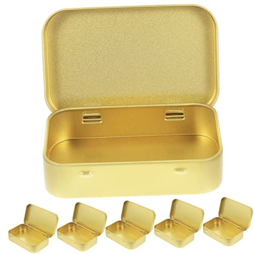 DINHEAROM 6個蓋付きブリキ箱 レクタングル型 収納容器 キャンディ缶 ボックス 結婚式 パーティー お祝い 小物入れ ジュエリー収納