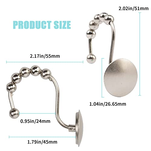 Shower Curtain Hooks, Nickel Set Of 12 Decorative Shower Rings Easy Glide For Shower Curtain Rod Rust Proof For Bathroom Shower Curtain Rods Curtains Clothing #TOP1