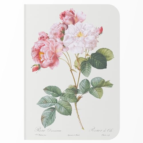 Caderno sem Pauta A5 - Capa Flexível 80 Páginas 20x14cm - Rosa Damascena de Pierre-Joseph Redouté