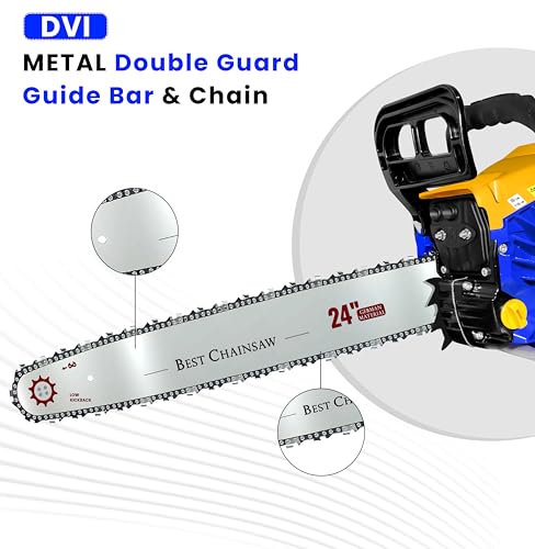 Image of DVI 5800 Heavy Duty Chain Saw with 58 CC, 2 Stroke Petrol Engine Power & 24 inchinch Blade /Bar Cordless Chain Saw Cuttingsaw For Farm, Garden & Professional Use.