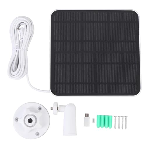 Solarpanel Ladegerät, 12W Solarpanel, mit USB C Anschluss, 9,8 Fuß Langes Kabel, 360 Grad Einstellbare Halterung für Vogelfutter Kamera Türklingel -Überwachungskamera