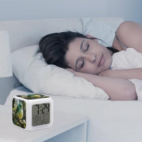 Reloj despertador digital y luces nocturnas de 7 colores para personas que duermen mucho 6