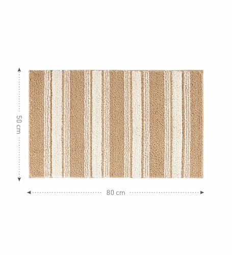 Image of Obsessions Soft & Plush Bath Mat | Quick Dry, Stain & Skid Resistant | Luxuriously Soft, Long Lasting Color | TPR Latex Backing, Size 50x80 cm, Light Beige & Dark Beige
