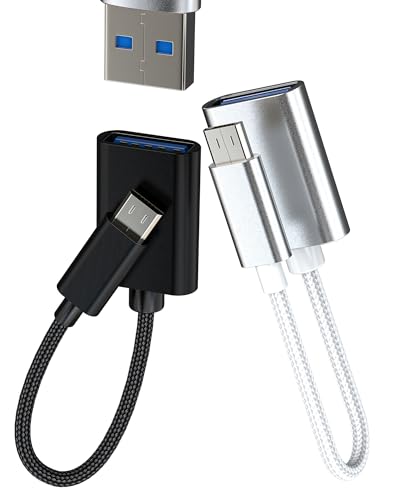 Adaptador USB OTG (Lotde2) Micro USB Macho a USB 3.0 Hembra Tablet Compatible con Samsung S6 S7 Edge+ S7Active Note4 Note5 USB A Disco Externo Cable Conector MicroUSB Soporta Memoria USB