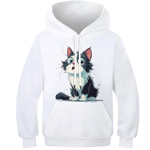 Sweat-shirt chaton pour enfants et ados de 6 à 15 ans avec une grande poche