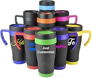 Personalised Custom Matt Black Travel Mug Stainless Steel - Plastic Interior - Slide Sipper - Any Name, Word, Business, School, Promotional Merchandise, mg0121