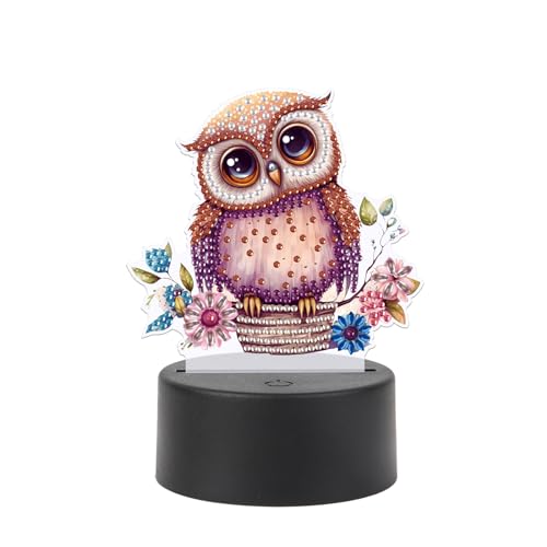 JISHSHAY Hibou Diamond Painting Lampe LED Diamant Painting Lampe de Chevet Peinture Diamant Veilleuse Bricolage Adulte Lumière Broderie LED Puzzle Adulte...