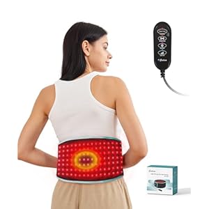 Lower Back Massager for Pain Relief Deep Tissue, Heating Pad for Back Pain Relief, 3 Vibration Modes 3 Heating Levels, Red Light Therapy Device with Timer for Inflammation, Neck Shoulder Waist Pain