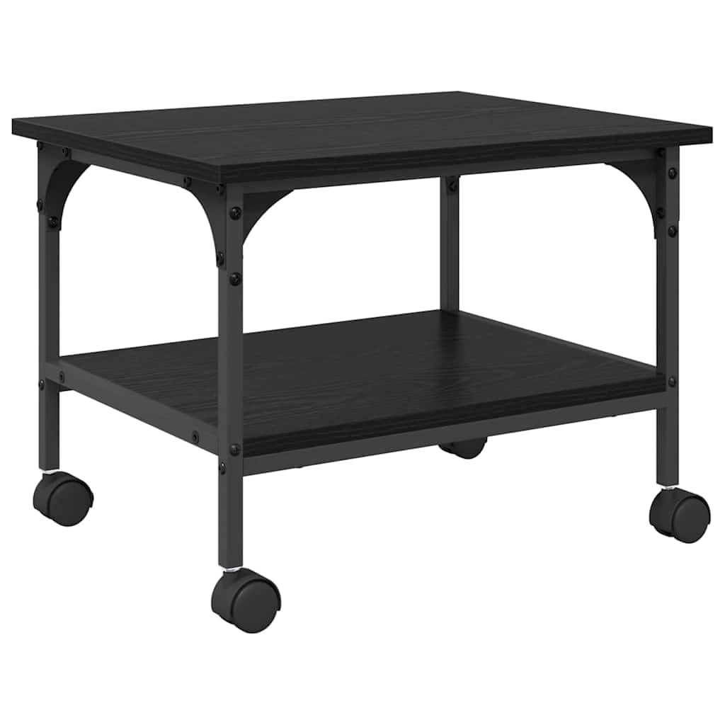 vidaXL Soporte para Impresora Roble Negro 50 x 40 x 38 cm, Amplio Almacenamiento, Base Rectangular para Impresora, Resistente Mueble Urbano de 2 Niveles para organizar tu Espacio