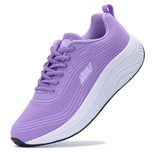 GOOBON Zapatillas Deportivas Mujer Ortopédicas Arch Support Zapatillas Caminar Ligero Transpirables Cómoda Cuña Fitness Sneakers para Fascitis Plantar - Morado - 39 EU