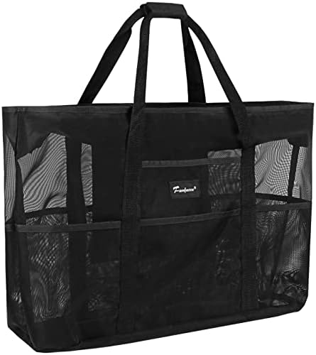 Fanfaree Beach Bag Extra Large Beach Bags Waterproof Sandproof Mesh Tote Bags with Zipper Pockets Pool Beach Shopping Essentials 1 Fanfaree Beach Bag Extra Large Beach Bags Waterproof Sandproof Mesh Tote Bags with Zipper Pockets Pool Beach Shopping Essentials